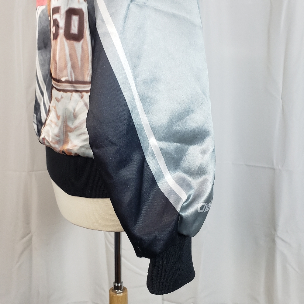 90's NBA San Antonio Spurs Chalk Line David Robinson Varsity Satin Bomber Jacket - Picture 4 of 4